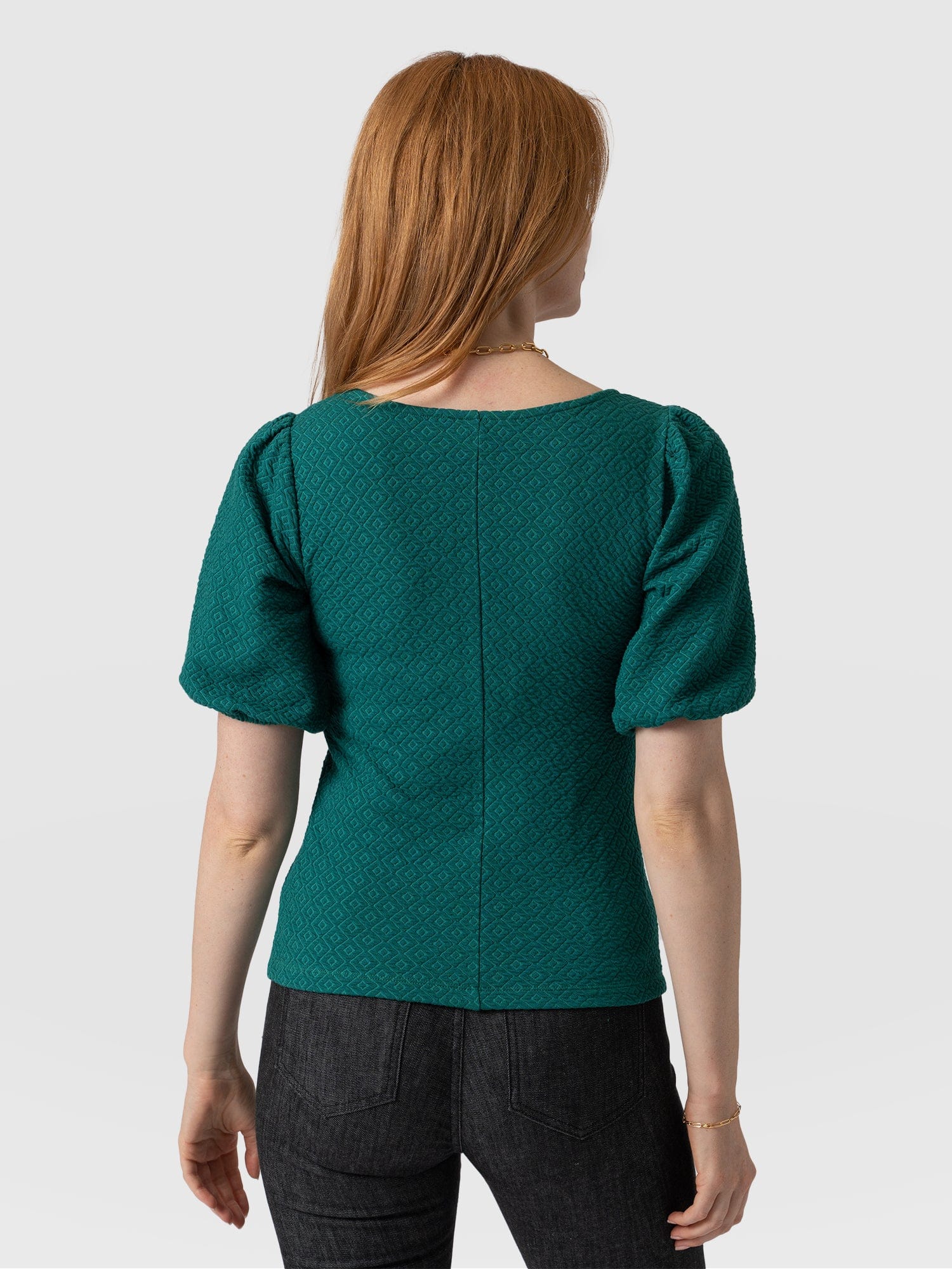 Olivia Puff Sleeve Tee Alpine Green - Women's T-shirts | Saint + Sofia® EU
